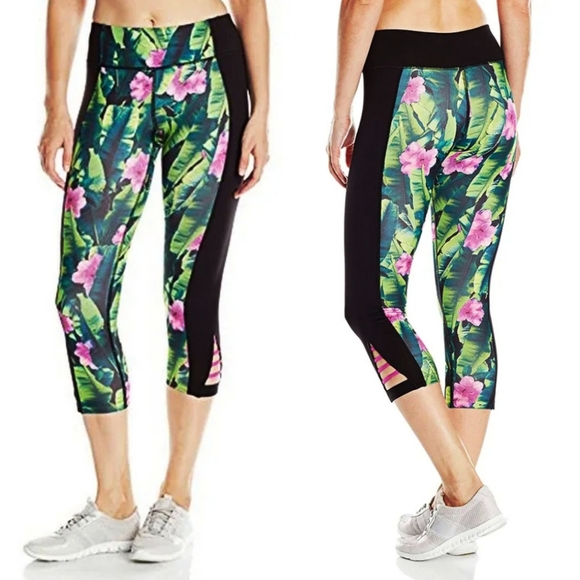 Betsey Johnson jungle flower color block leggings - Picture 1 of 11